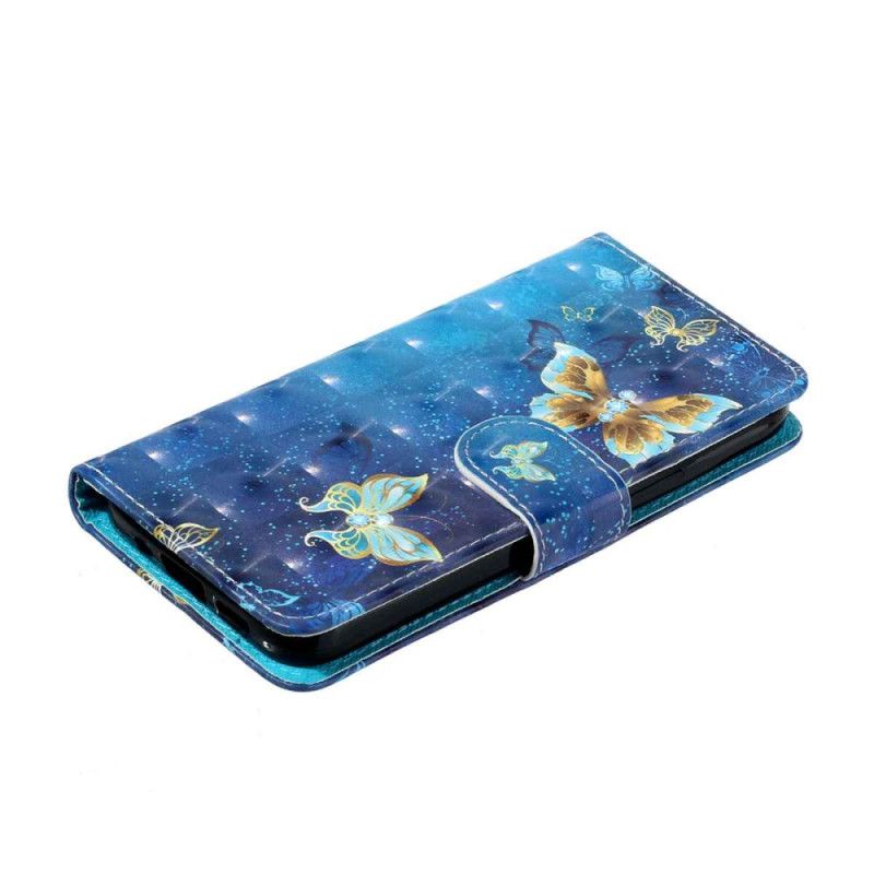 Lederhüllen Xiaomi 15t Pro Blaue Und Goldene Schmetterlinge