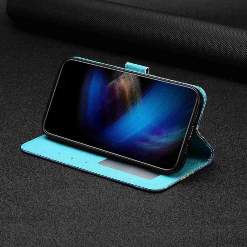 Lederhüllen Xiaomi 15t Pro Blaue Und Goldene Schmetterlinge
