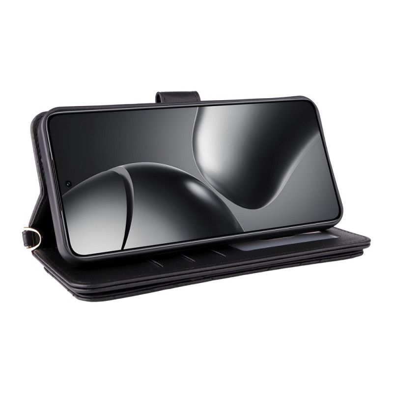 Lederhüllen Xiaomi 15t Pro Gesteppt Mit Riemen Und Handgelenkschlaufe