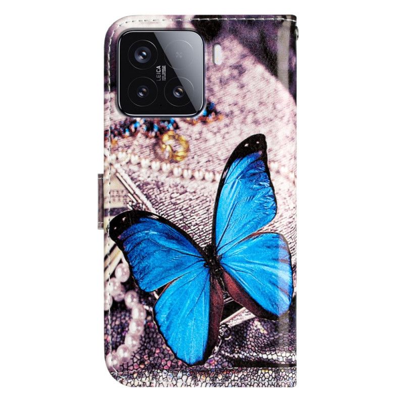 Lederhüllen Xiaomi 15t Pro Handyhülle Blauer Schmetterling