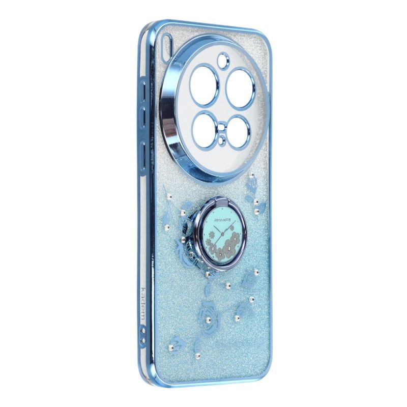 Hülle Für Vivo X300 Pro Ringhalter Mit Blumen Und Strasssteinen