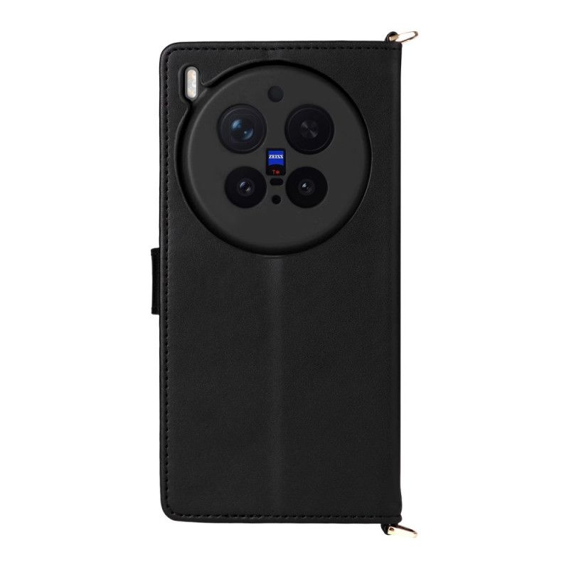 Lederhüllen Für Vivo X300 Pro Gesteppt Mit Riemen Und Schultergurt