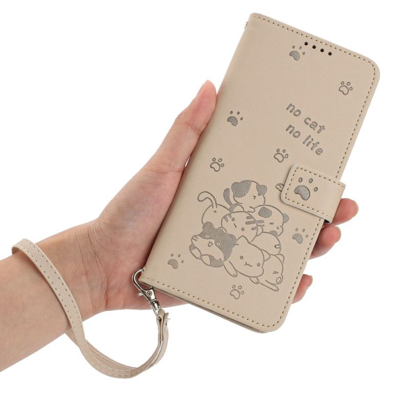 Lederhüllen Für Vivo V40 5g Katzenmuster Mit Tragegurt