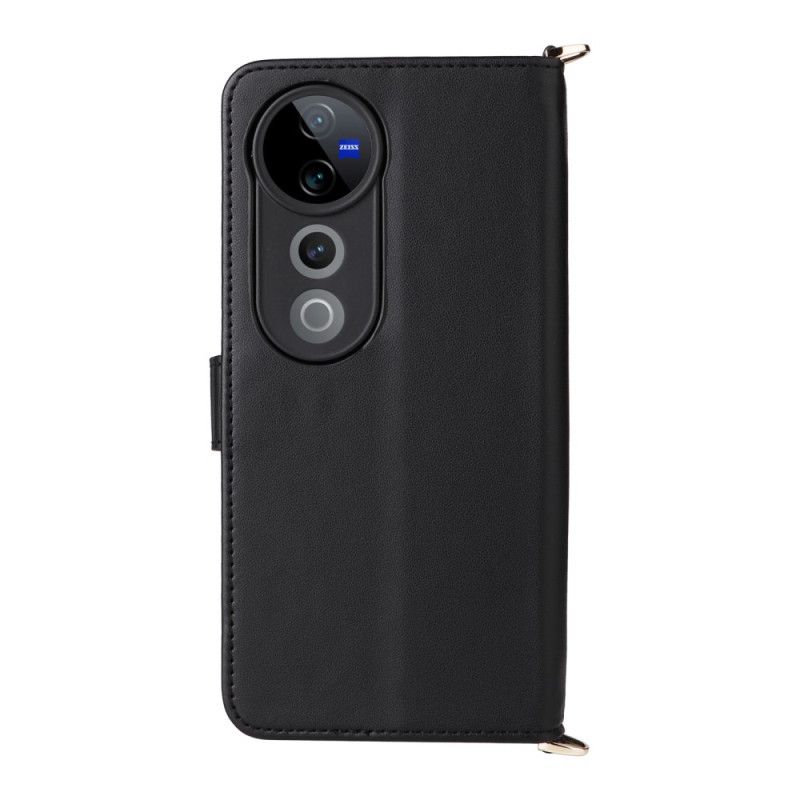 Lederhüllen Vivo V40 5g Handyhülle Gesteppt Mit Riemen Und Schultergurt
