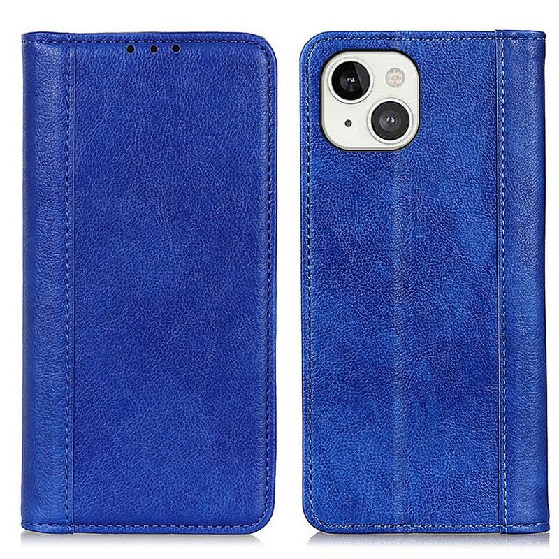 Flip Case Für Iphone 13 Elegance Spaltleder Litschi