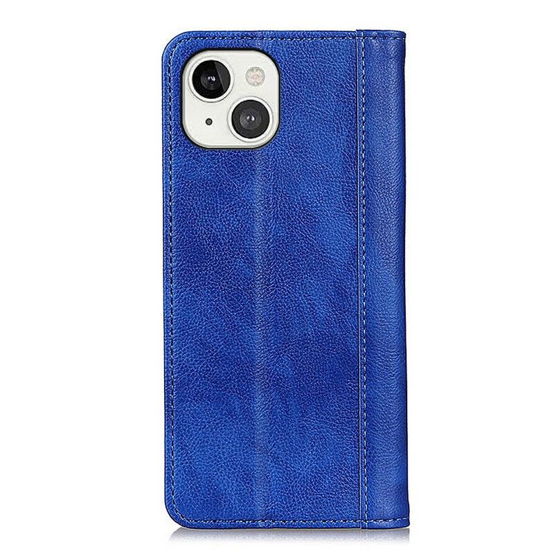 Flip Case Für Iphone 13 Elegance Spaltleder Litschi