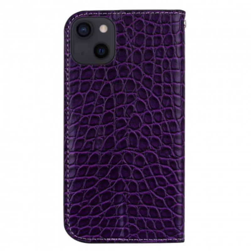 Flip Case Iphone 13 Krokodilhaut Und Glitzereffekt