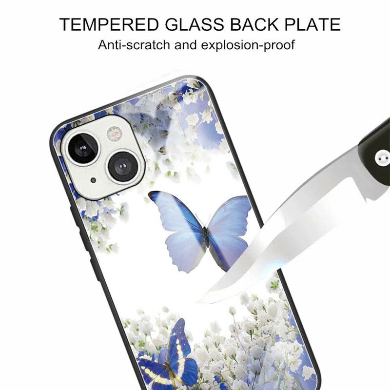 Hülle Für Iphone 13 Schmetterlingsdesign Aus Gehärtetem Glas