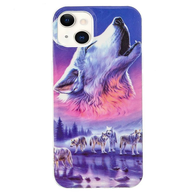 Hülle Iphone 13 Handyhülle Fluoreszierende Wolf-serie