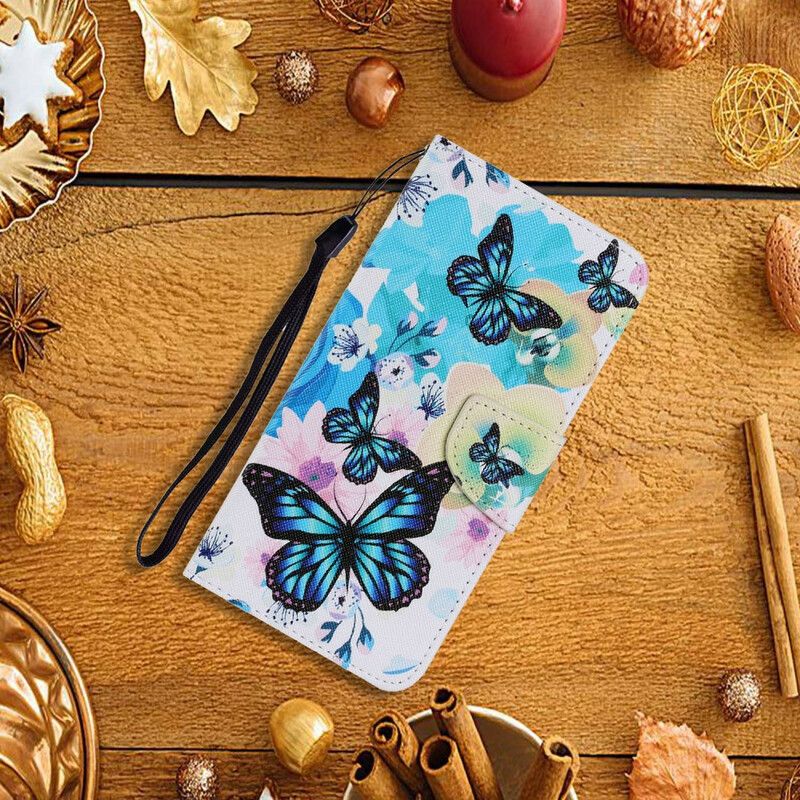 Lederhüllen Für Iphone 13 Schmetterlinge Und Sommerblumen