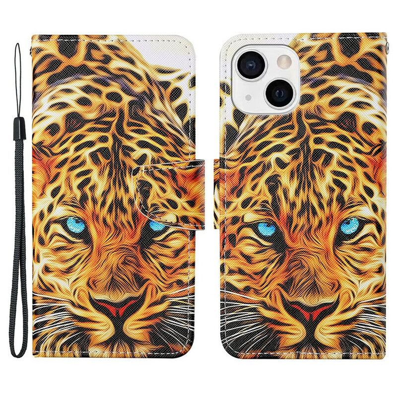 Lederhüllen Iphone 13 Tiger Mit Lanyard