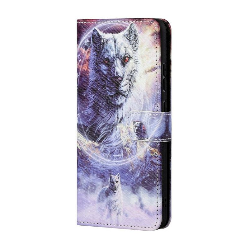 Lederhüllen Iphone 13 Wolf Im Winter Mit Lanyard