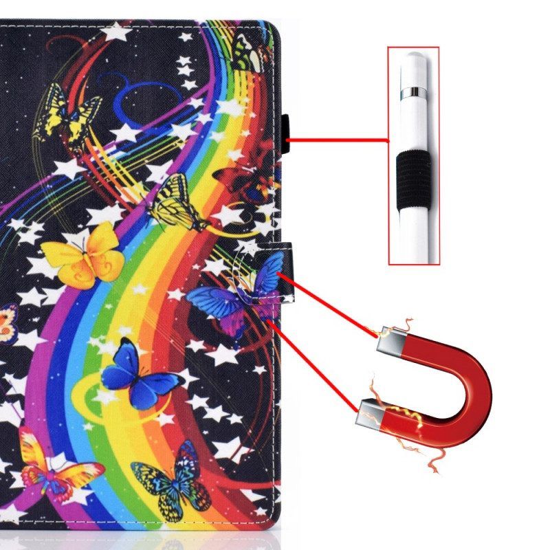 Flip Case Für Samsung Galaxy Tab A8 (2021) Regenbogen-schmetterlinge