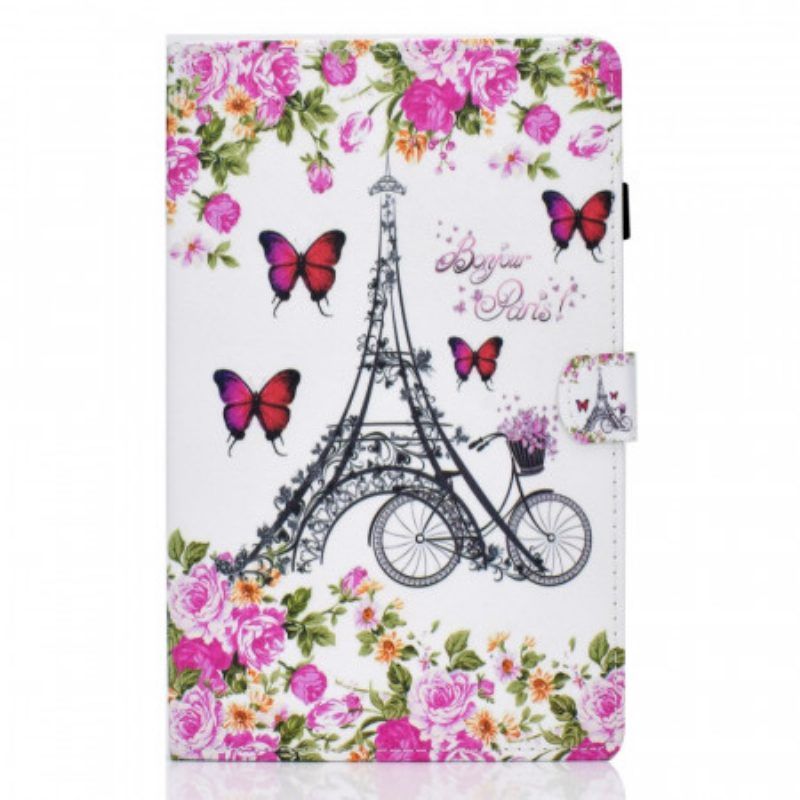 Lederhüllen Für Samsung Galaxy Tab A8 (2021) Eiffelturm-fahrrad
