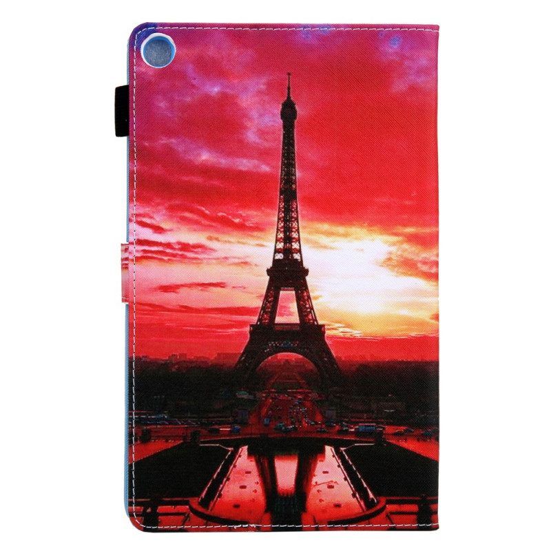 Lederhüllen Für Samsung Galaxy Tab A8 (2021) Sonnenuntergang Eiffelturm
