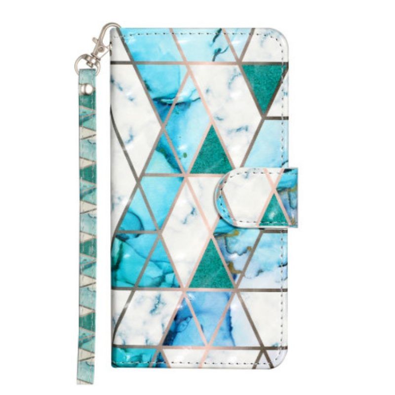 Flip Case Für iPhone 15 Plus Mit Kordel 3d-marmor Mit Riemen