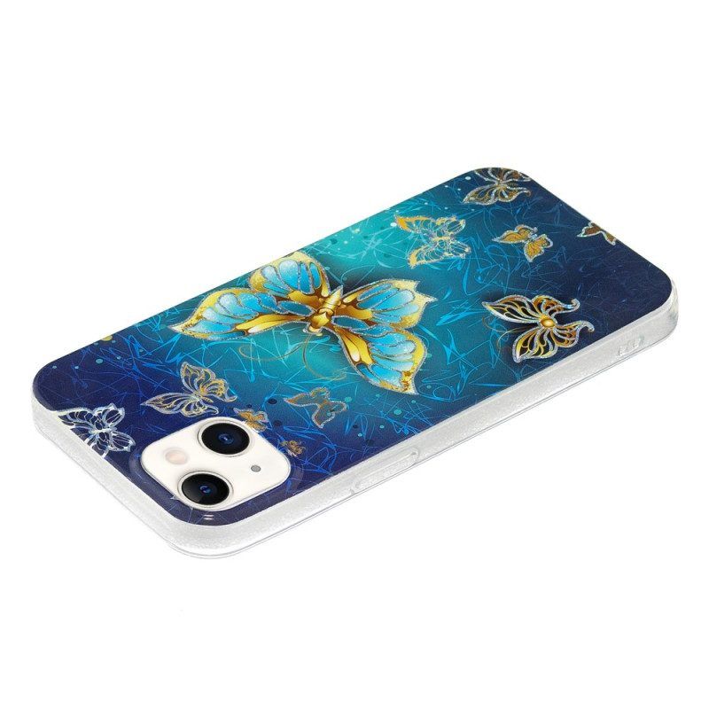 Handyhülle Für iPhone 15 Plus Goldene Schmetterlinge
