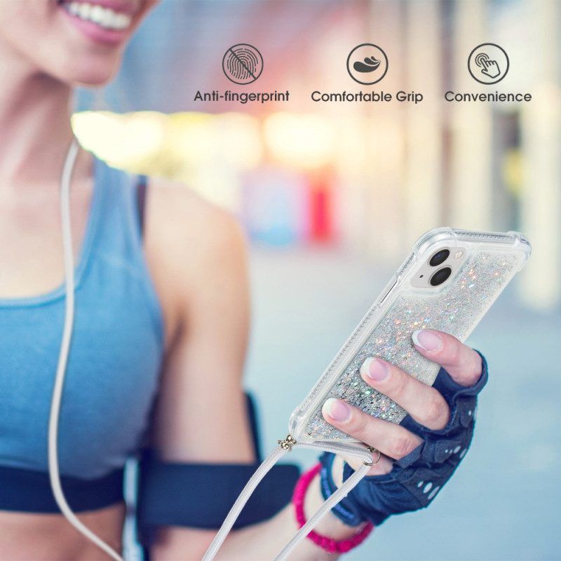 Handyhülle Für iPhone 15 Plus Mit Kordel Paillettenkordel