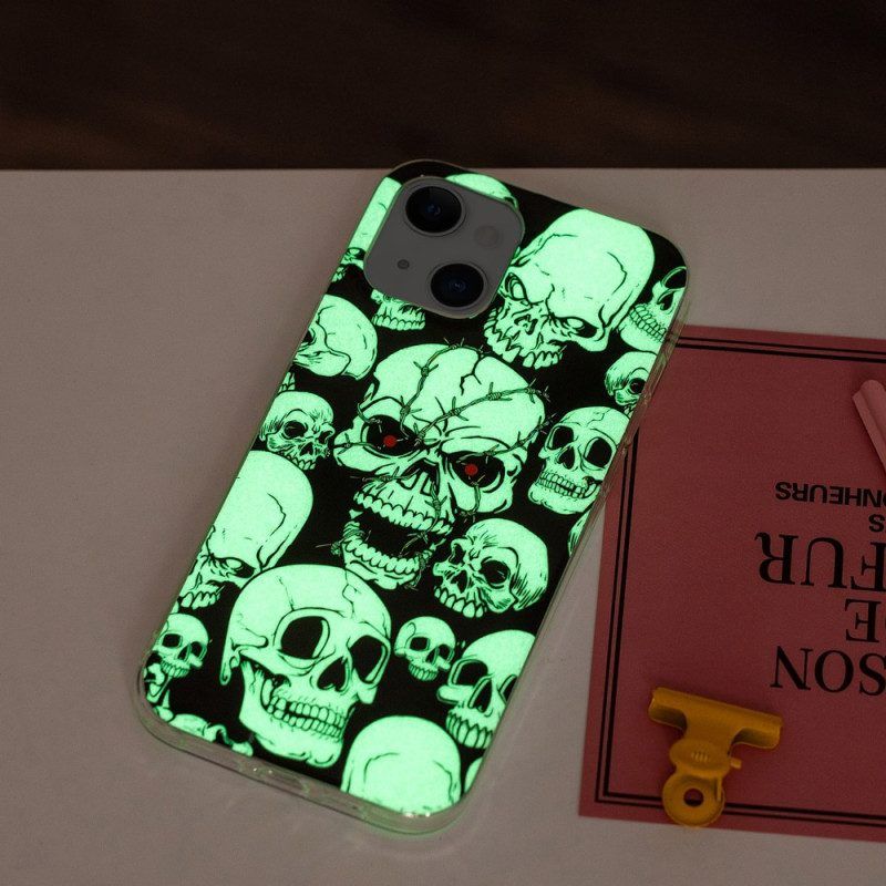 Hülle Für iPhone 15 Plus Fluoreszierende Totenköpfe