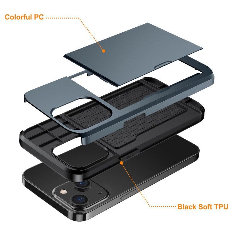 Hülle Für iPhone 15 Plus Integrierter Kartenhalter In Metalloptik