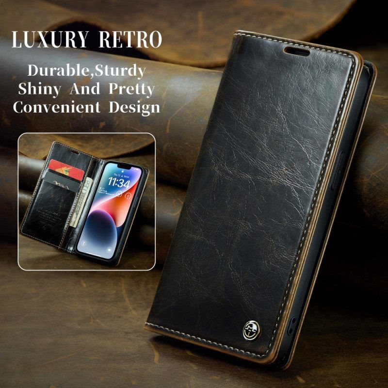 Schutzhülle Für iPhone 15 Plus Flip Case Caseme Gewachstes Kunstleder