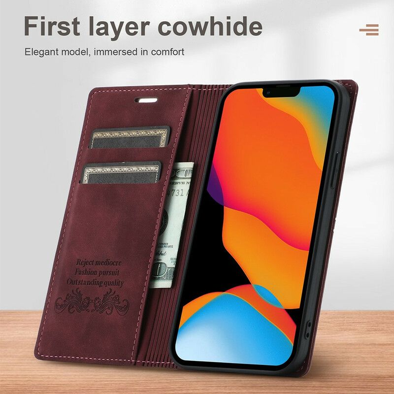 Flip Case Iphone 13 Pro Max Handyhülle Stil Ledernaht Magnetverschluss