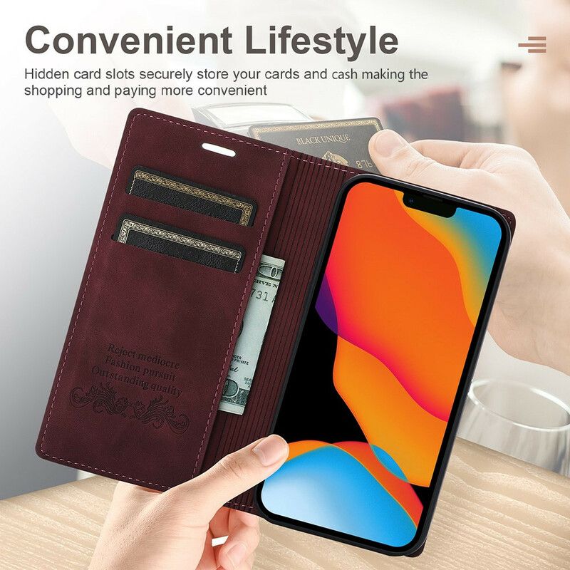 Flip Case Iphone 13 Pro Max Handyhülle Stil Ledernaht Magnetverschluss