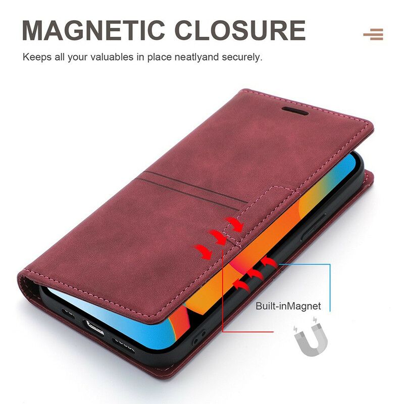 Flip Case Iphone 13 Pro Max Handyhülle Stil Ledernaht Magnetverschluss