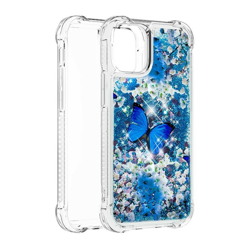 Hülle Für Iphone 13 Pro Max Blaue Glitzerschmetterlinge