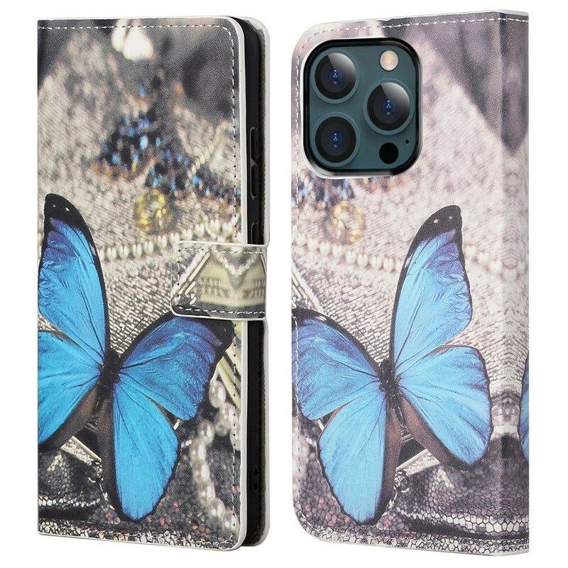 Lederhüllen Für Iphone 13 Pro Max Blauer Schmetterling