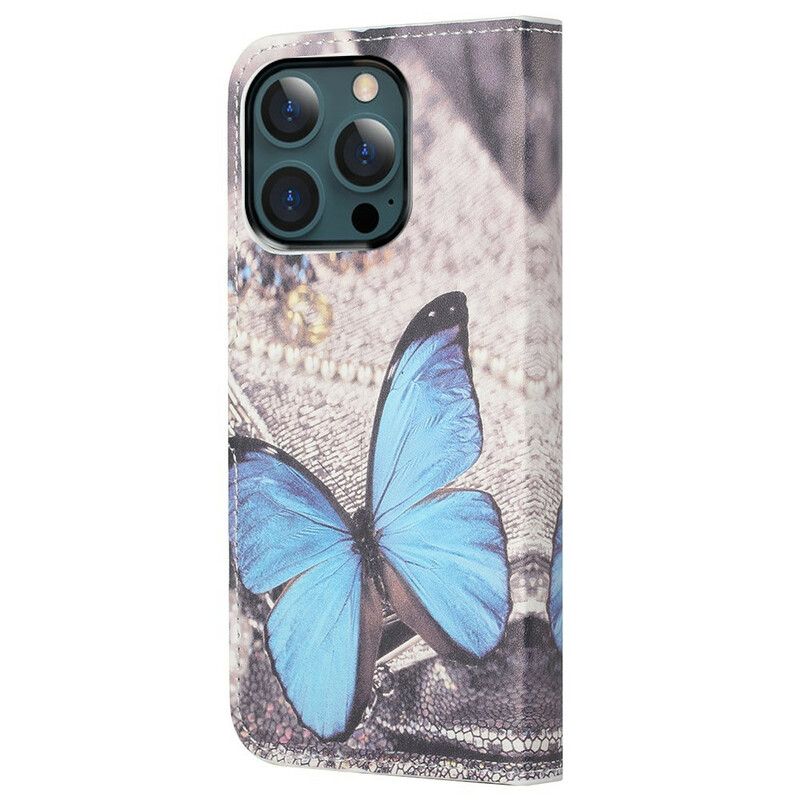 Lederhüllen Für Iphone 13 Pro Max Blauer Schmetterling