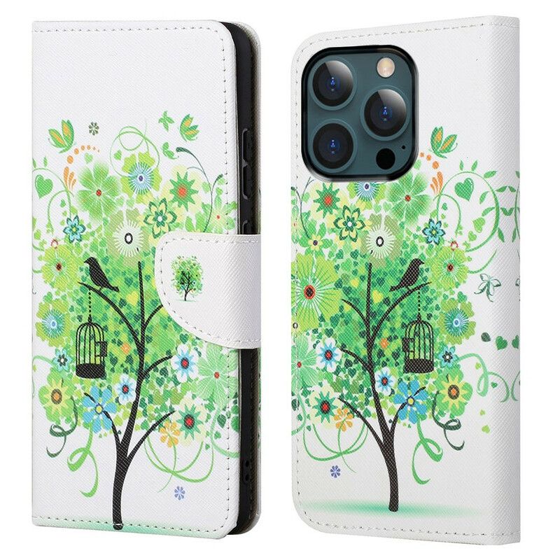 Lederhüllen Für Iphone 13 Pro Max Blühender Baum
