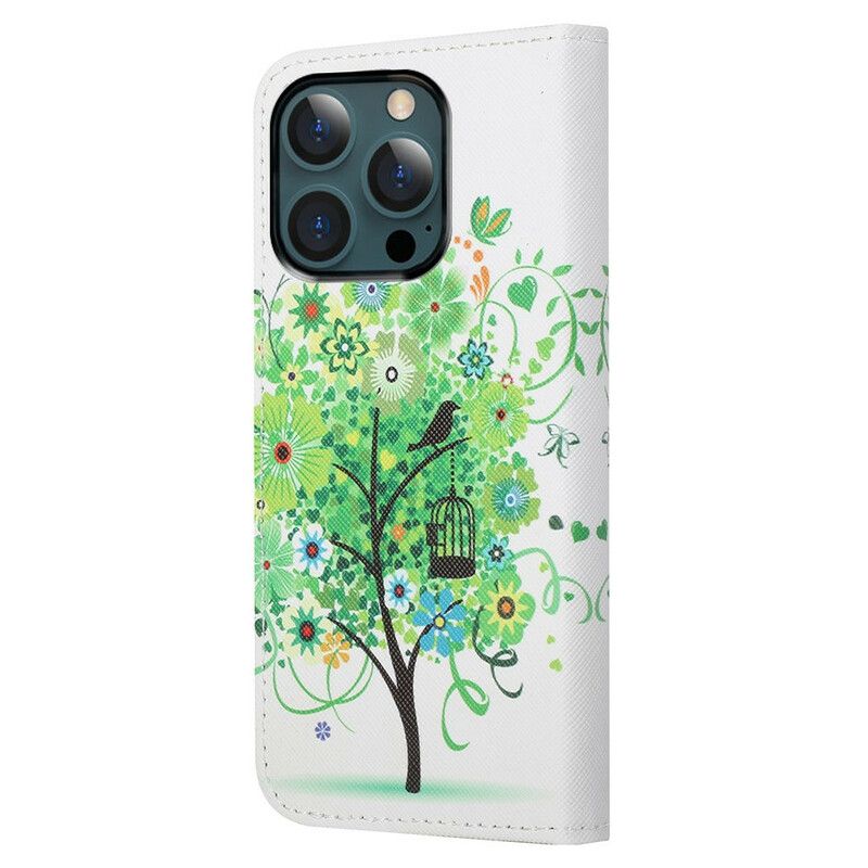 Lederhüllen Für Iphone 13 Pro Max Blühender Baum