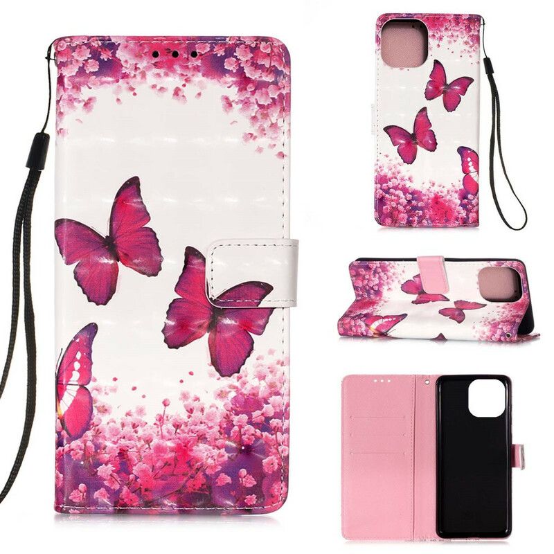 Lederhüllen Für Iphone 13 Pro Max Rote Schmetterlinge