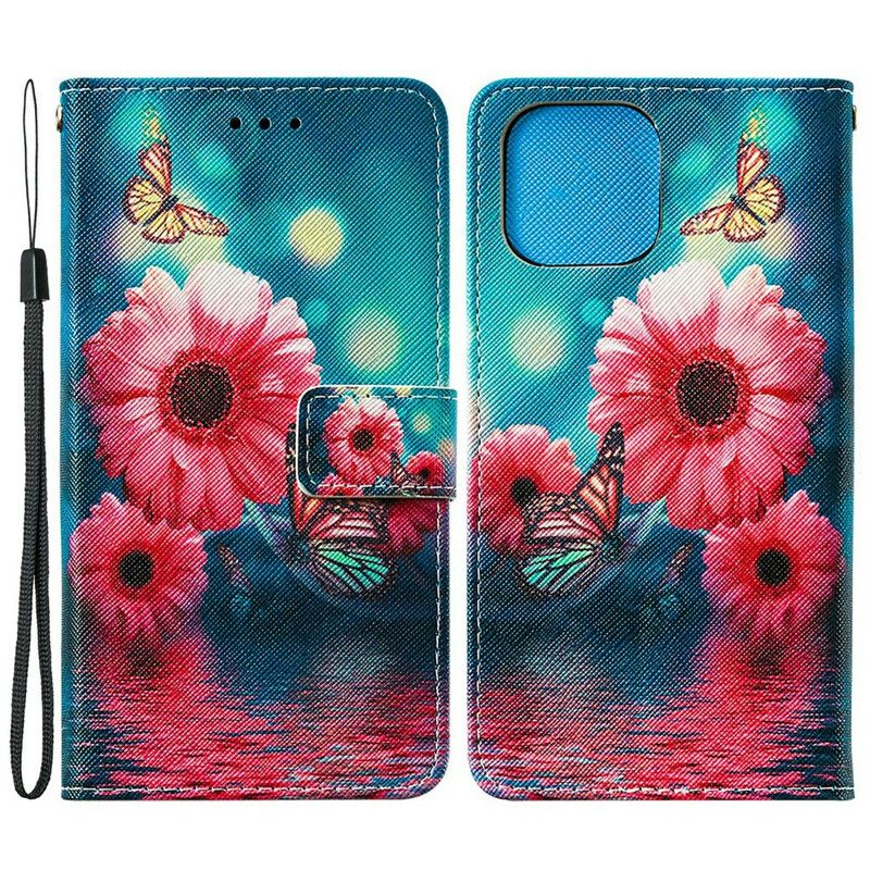 Lederhüllen Iphone 13 Pro Max Blumen Und Schmetterlinge