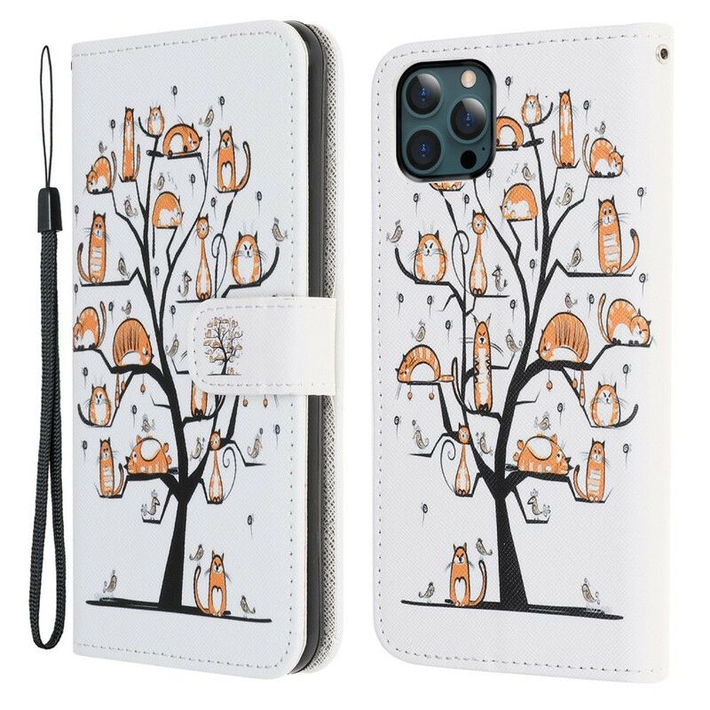 Lederhüllen Iphone 13 Pro Max Funky Cats Riemchen