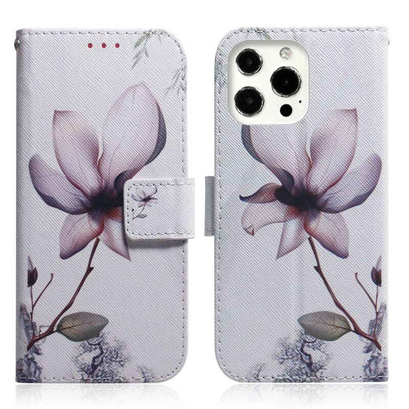 Lederhüllen Iphone 13 Pro Max Handyhülle Alte Rosa Blume