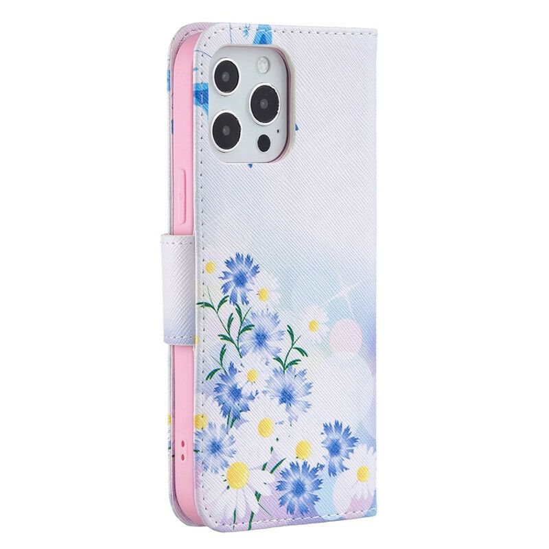 Lederhüllen Iphone 13 Pro Max Handyhülle Bemalte Schmetterlinge Und Blumen