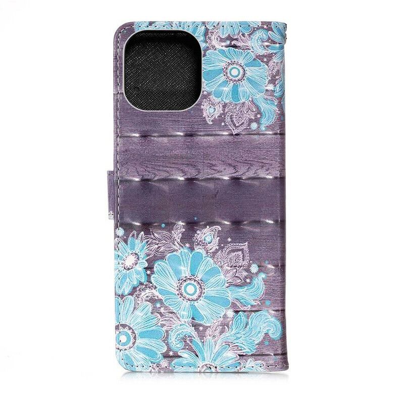 Lederhüllen Iphone 13 Pro Max Handyhülle Blaue Blumen