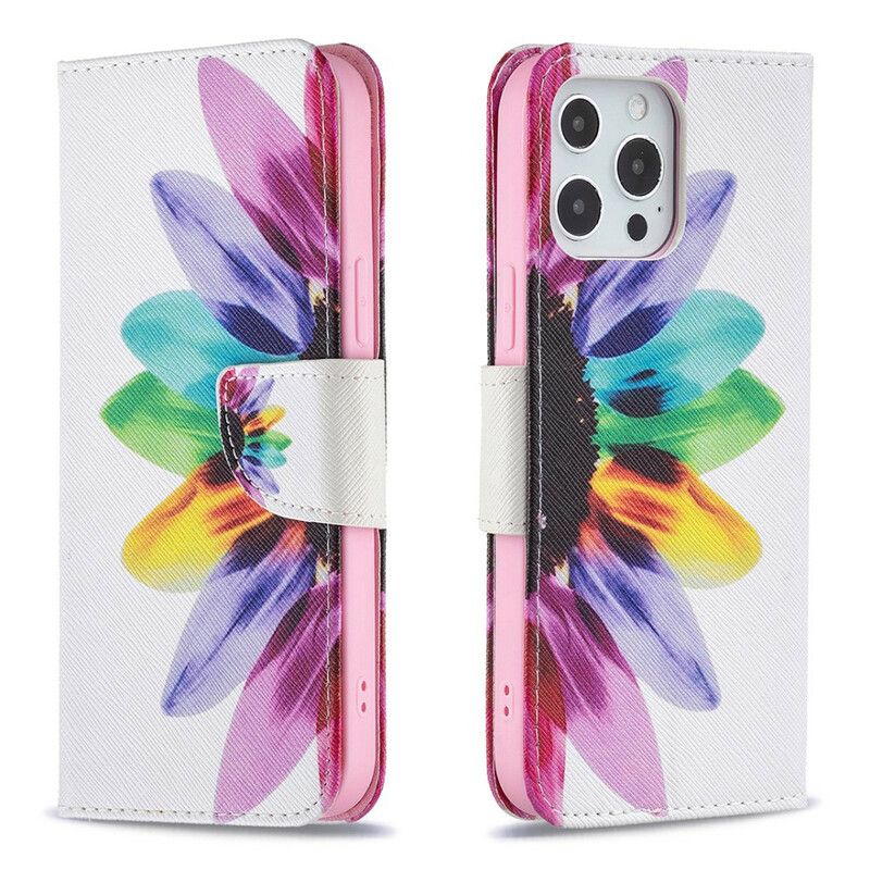 Lederhüllen Iphone 13 Pro Max Handyhülle Blumenaquarell