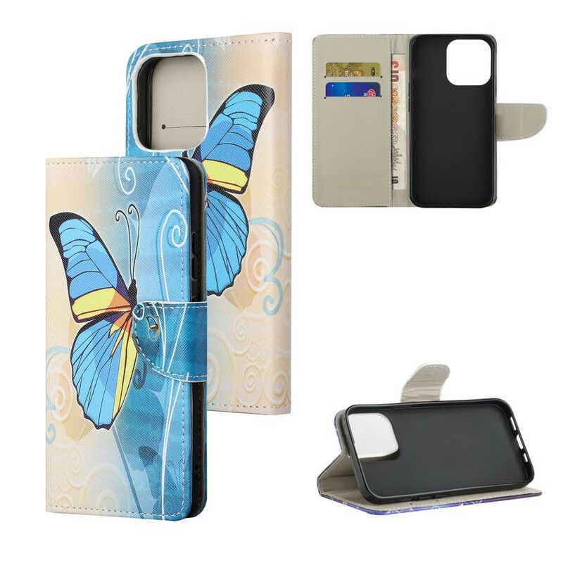 Lederhüllen Iphone 13 Pro Max Handyhülle Schmetterlinge