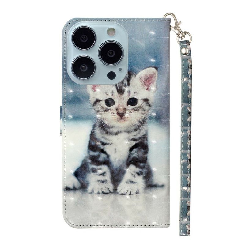 Lederhüllen Iphone 13 Pro Max Kitten Light Spots Riemchen
