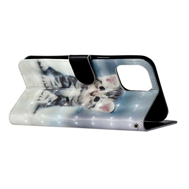 Lederhüllen Iphone 13 Pro Max Kitten Light Spots Riemchen