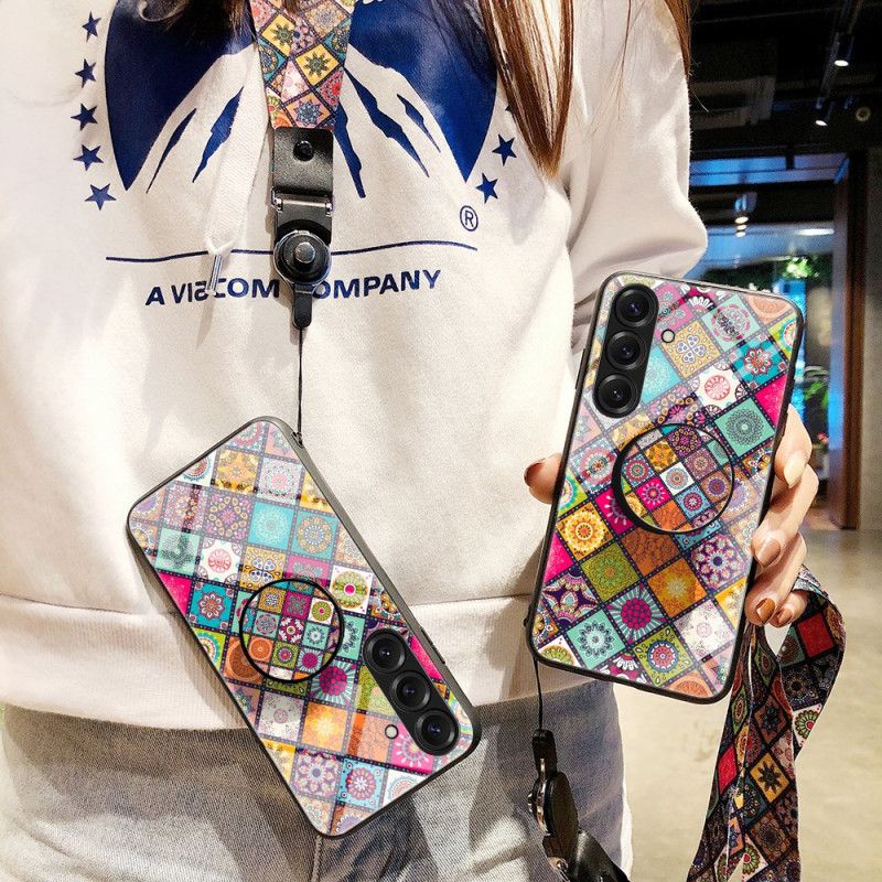 Hülle Für Samsung Galaxy S26 Plus Ringhalter Und Patchwork-lanyard
