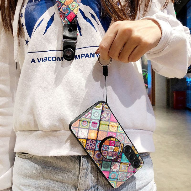 Hülle Für Samsung Galaxy S26 Plus Ringhalter Und Patchwork-lanyard