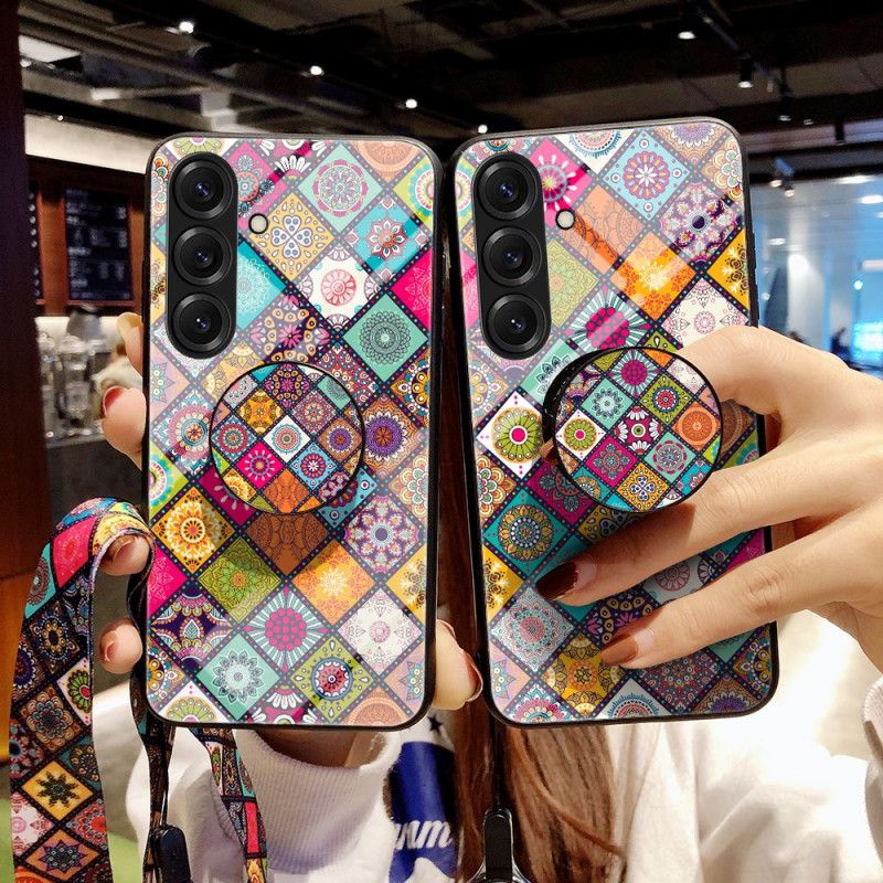 Hülle Für Samsung Galaxy S26 Plus Ringhalter Und Patchwork-lanyard