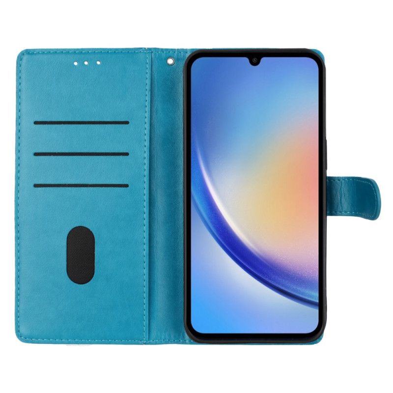 Lederhüllen Für Samsung Galaxy S26 Plus Blumen-schmetterlingsdesign Und Lanyard