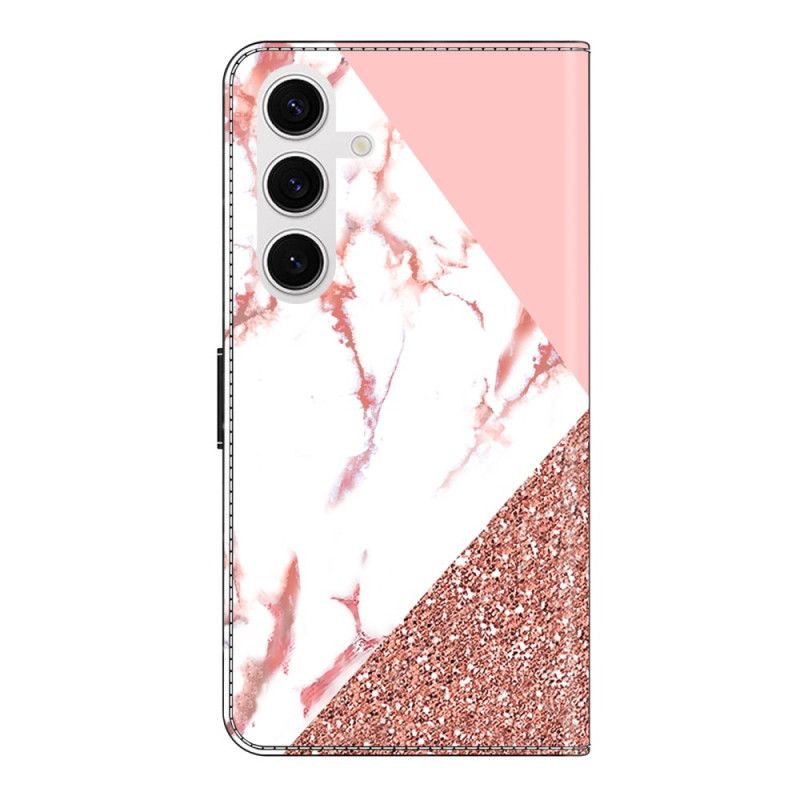 Lederhüllen Für Samsung Galaxy S26 Plus Dreieckiges Marmormuster