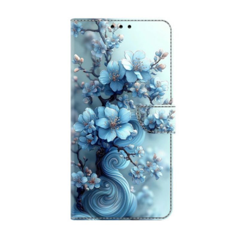 Lederhüllen Für Samsung Galaxy S26 Plus Eisblaue Blumen