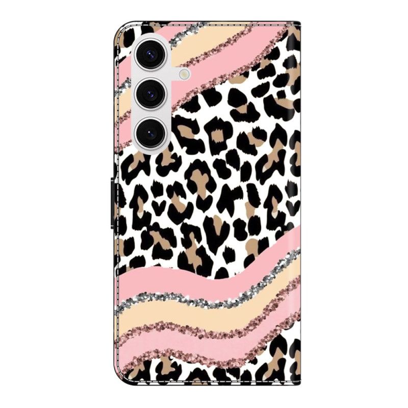 Lederhüllen Für Samsung Galaxy S26 Plus Gestreiftes Leopardenmuster